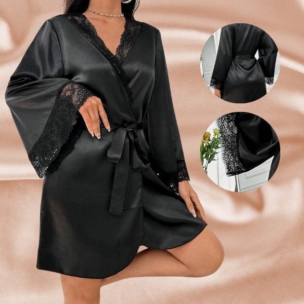 Дамски копринен нощен халат | NOIRSILK