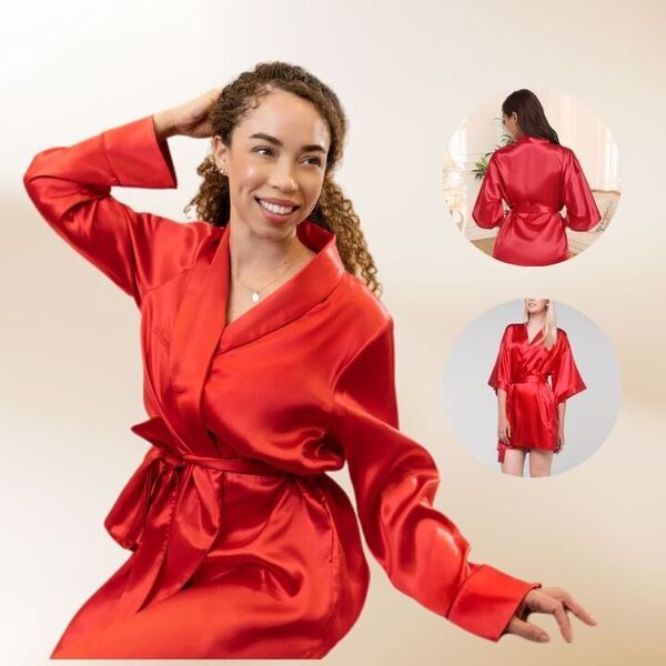 Дамски секси копринен нощен халат | RUBYSILK