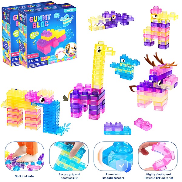 Меки стискащи се строителни блокчета - 40 бр., TPE, възраст 3+ | JELLYFUN
